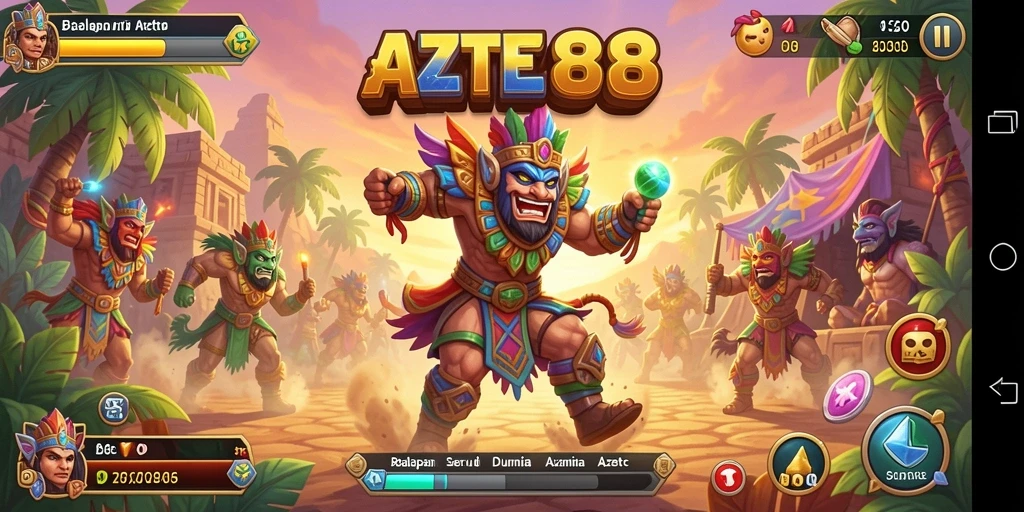 Gameplay AZTEC88 menampilkan balapan seru dengan kendaraan berwarna-warni.