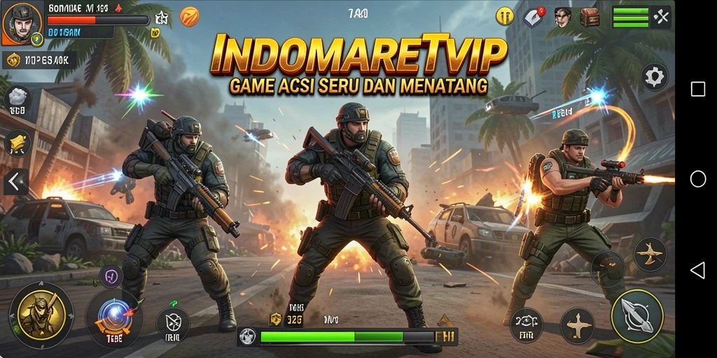 Tangkapan layar INDOMARETVIP menunjukkan aksi intens dalam sebuah misi.