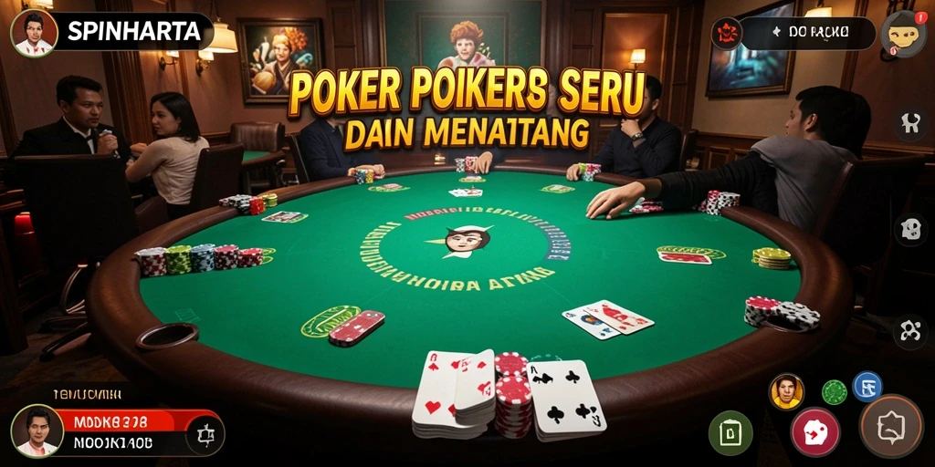 Gameplay poker yang menegangkan dan seru.